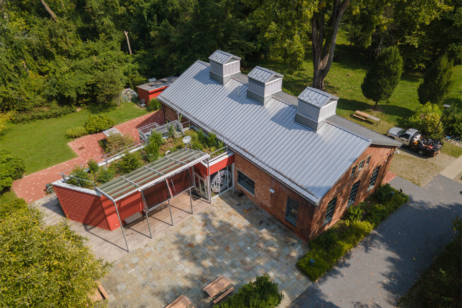 A photo of the Dennings Point visitor center. 