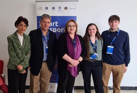 from left to right: Professors Ligia Petrica, Costel C. Darie and Alina D. Zamfir, and graduate students Danielle Whitham and James Wait, at the Diaspora Conference