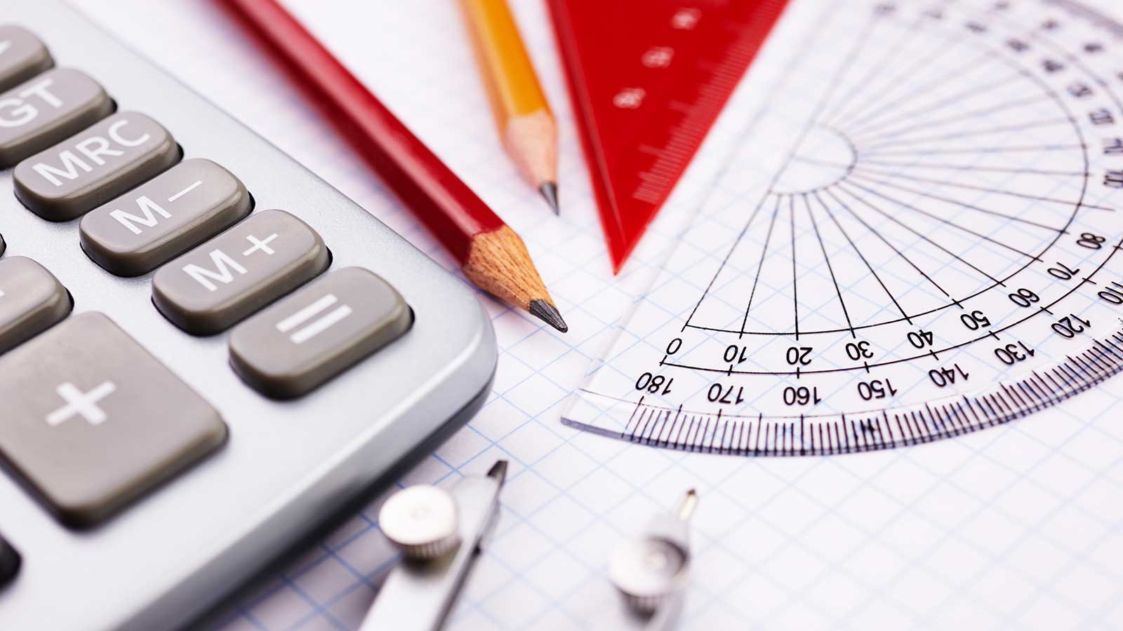 pencils, protractor,  calculator and compass used by mathematics students at Clarkson University