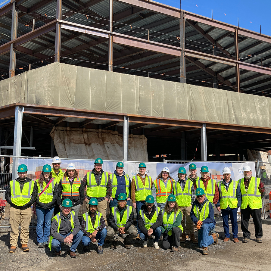 CEM students at the construction site of the new Canton-Potsdam Hospital extended wing