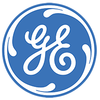 A photo of the GE logo.