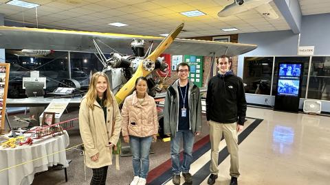 Four Clarkson University students at the AIAA conference