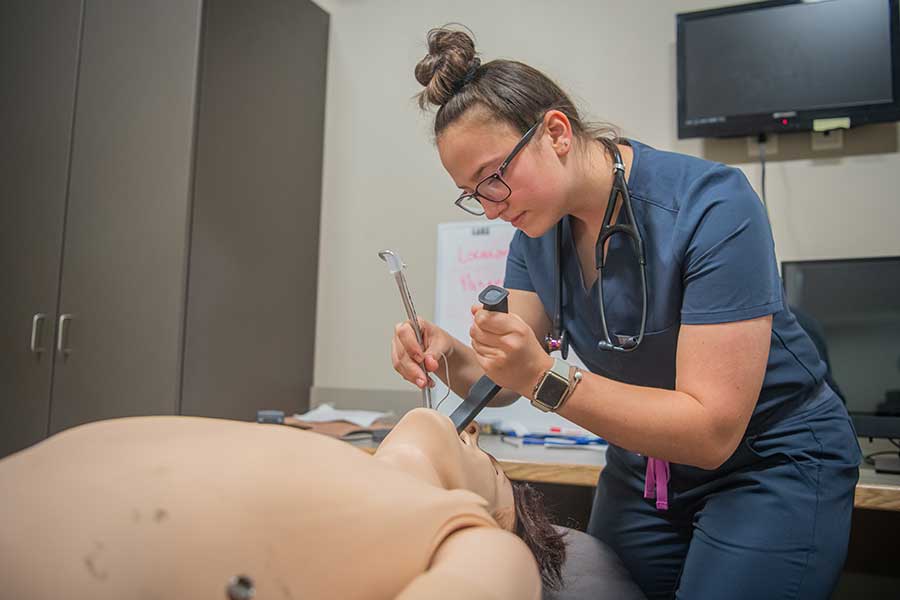 Medical student working