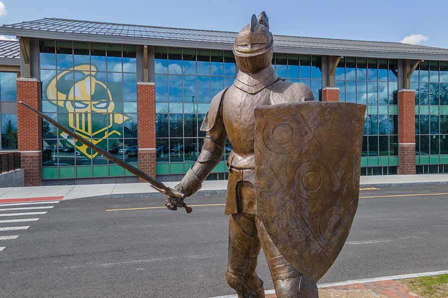 Golden Knight statue in front of Cheel Arena