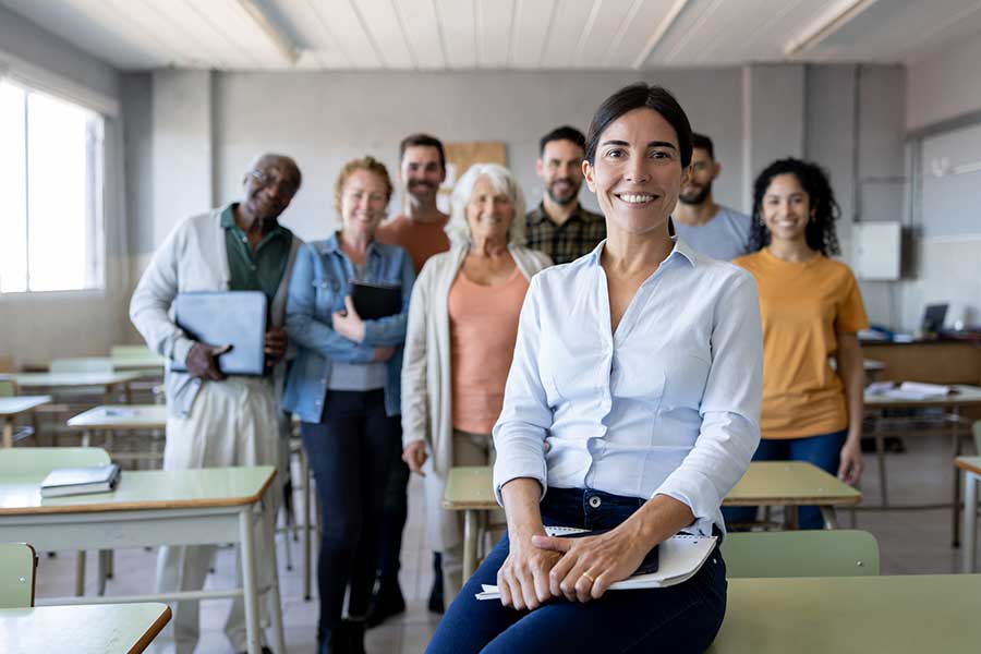 teacher in classroom with students