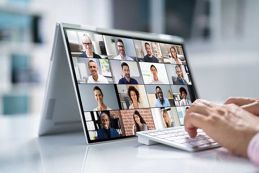An individual attending a zoom meeting