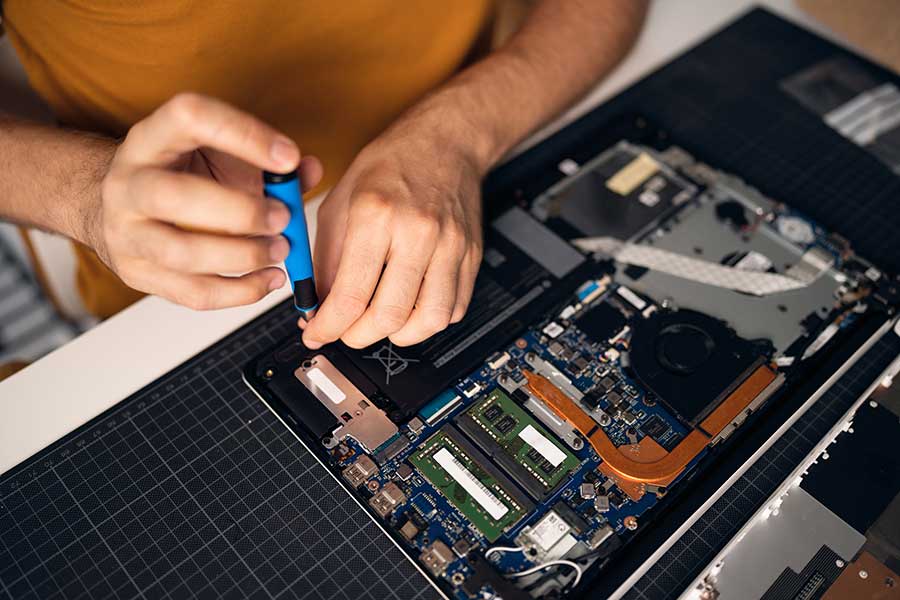 An individual working on a computer