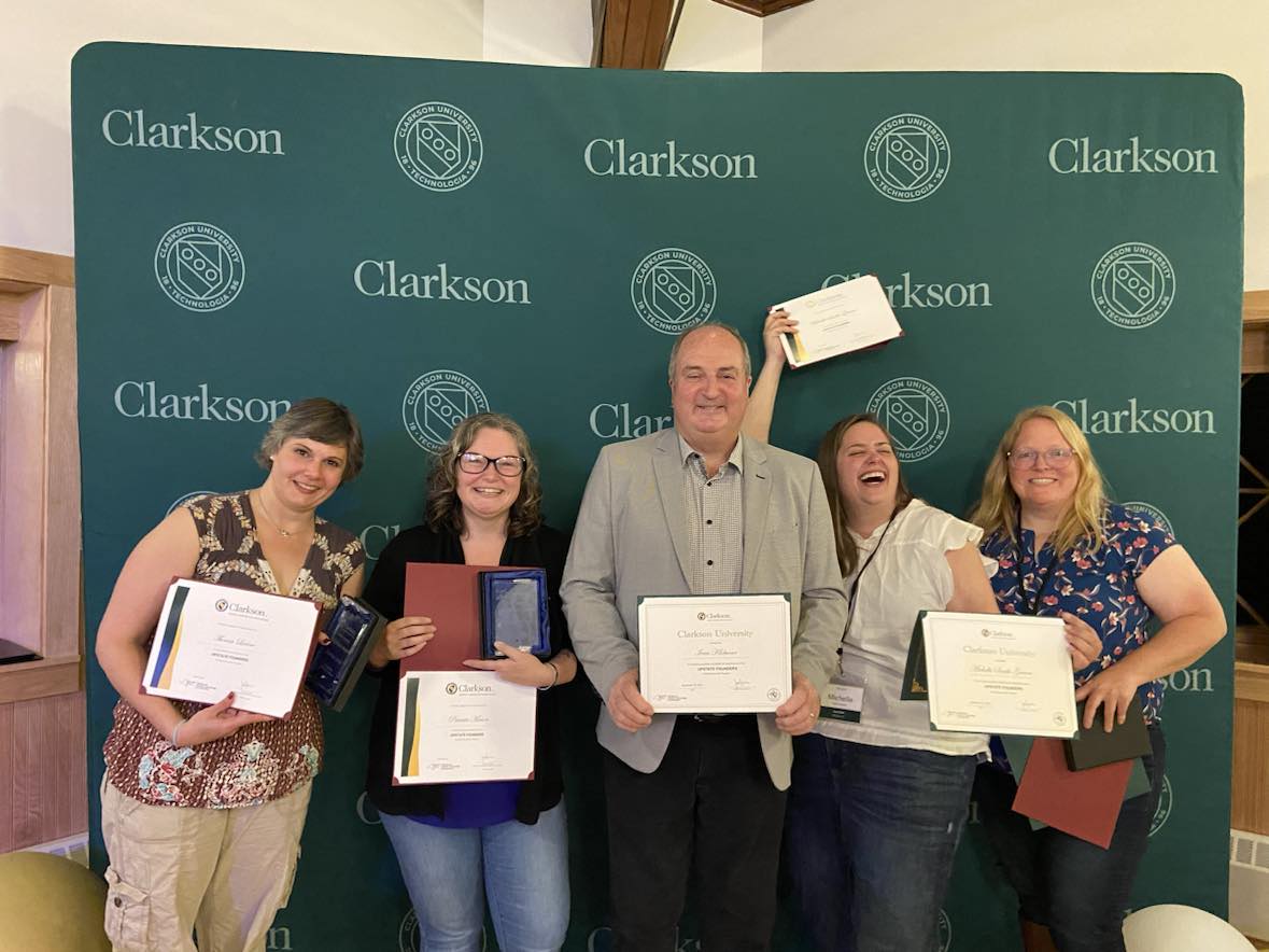 Five participants in the Upstate Founders program pose with their certificates