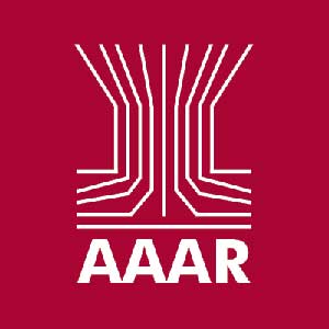 Red AAAR logo with acronym "AAAR" in white letters at bottom and graphic of vertical lines above.