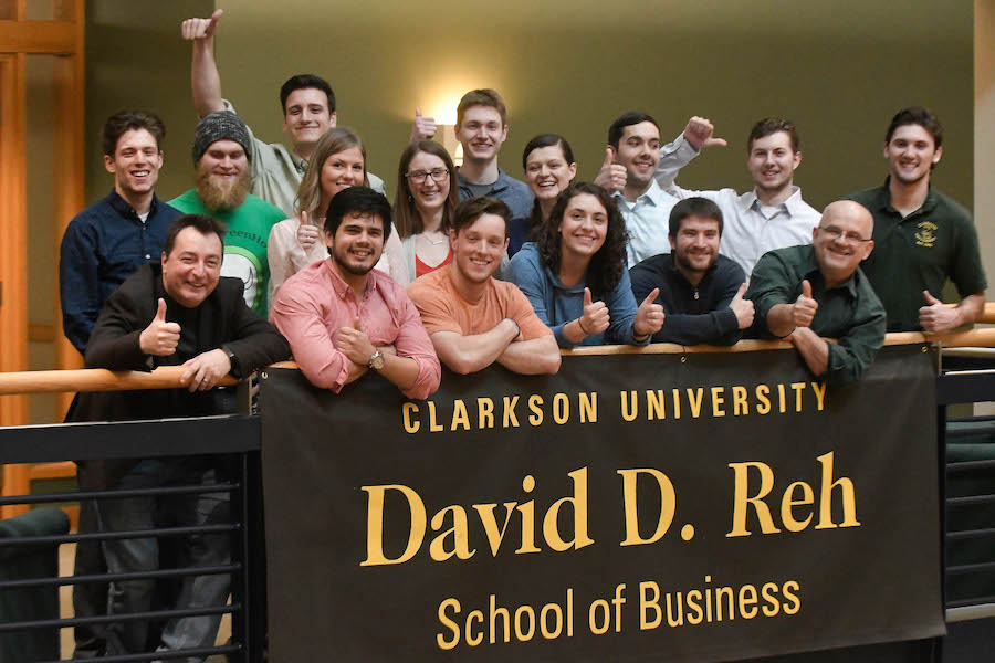 Group photo of students in the Reh School of Business at Clarkson University.